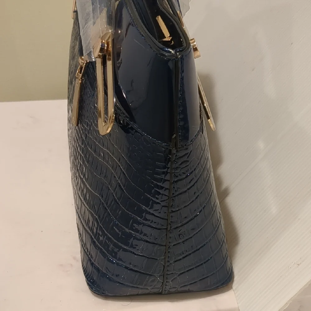 New Blue Handbag Croc Embossed Handbag